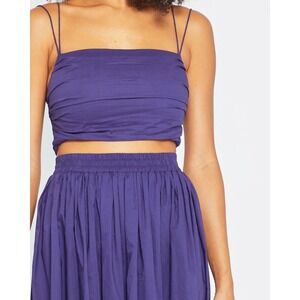 Elegant‎ 100% Cotton Purple Crop Top Maxi Skirt Summer Beach Vacation Outfit